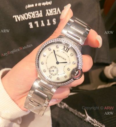 2019 Copy Cartier Ballon Bleu Watch SS White Mother of Pearl Dial 36mm
